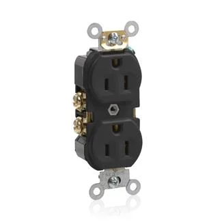 Commercial Spec Grade Duplex Receptacle, 15 Amp, 125V (White, Gray, Black, Ivory, Light Almond, Brown) - Image 3