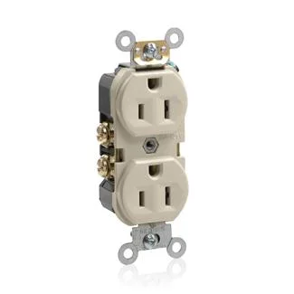 Commercial Spec Grade Duplex Receptacle, 15 Amp, 125V (White, Gray, Black, Ivory, Light Almond, Brown) - Image 5