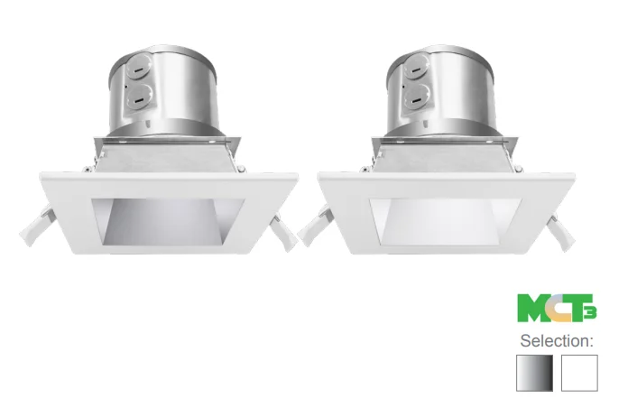 4" LED SQUARE COMMERCIAL RECESSED LIGHT, 1720 LUMENS, WATTAGE AND CCT SELECTABLE, 120-277V, HAZE OR WHITE - Image 2