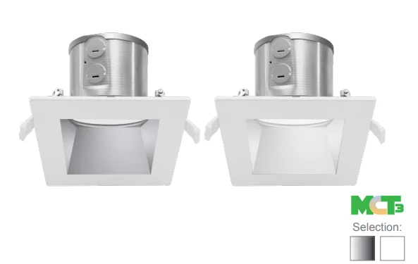 4" LED SQUARE COMMERCIAL RECESSED LIGHT, 3200 LUMEN MAX, WATTAGE AND CCT SELECTABLE, 120-277V, HAZE OR WHITE - Image 2
