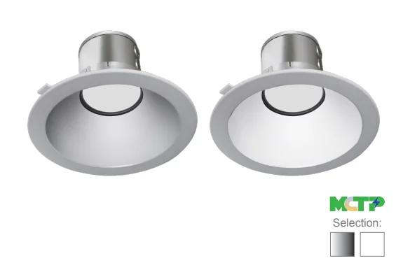 8" LED ROUND COMMERCIAL RECESSED LIGHT, 3200 LUMEN MAX, WATTAGE AND CCT SELECTABLE, 120-277V, HAZE OR WHITE - Image 2