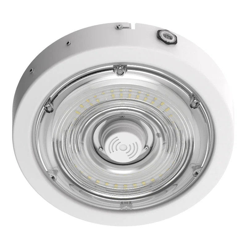 Round LED Garage and Ceiling Light, 6,750 Lumens, 30W/40W/50W Selectable, 120-277V, CCT Selectable 3000K/4000K/5000K, White Finish