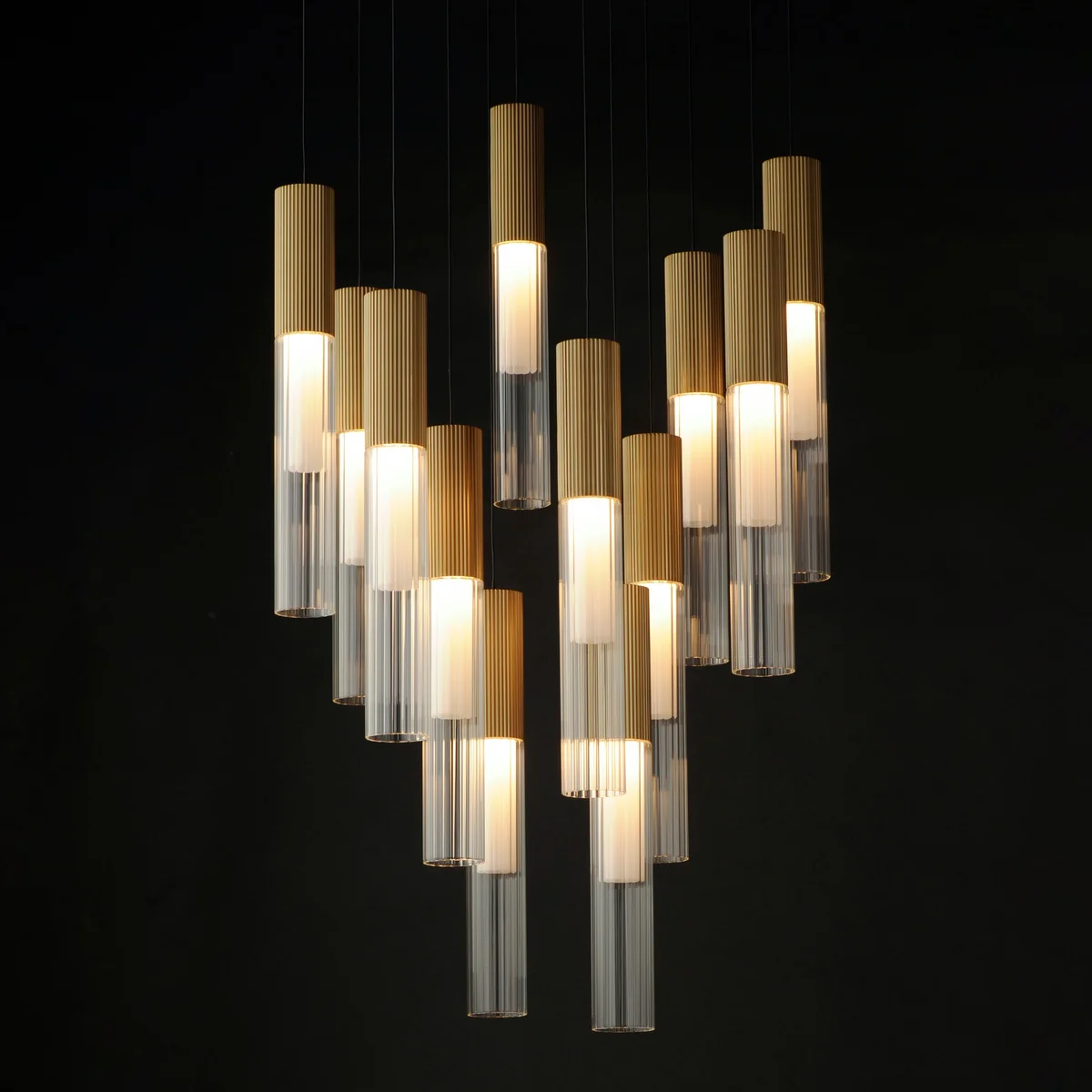Reeds 12-Light LED Pendant, 4,800 Lumens, 60W, 120-277V, 3000K, Black or Gold finish - Image 4