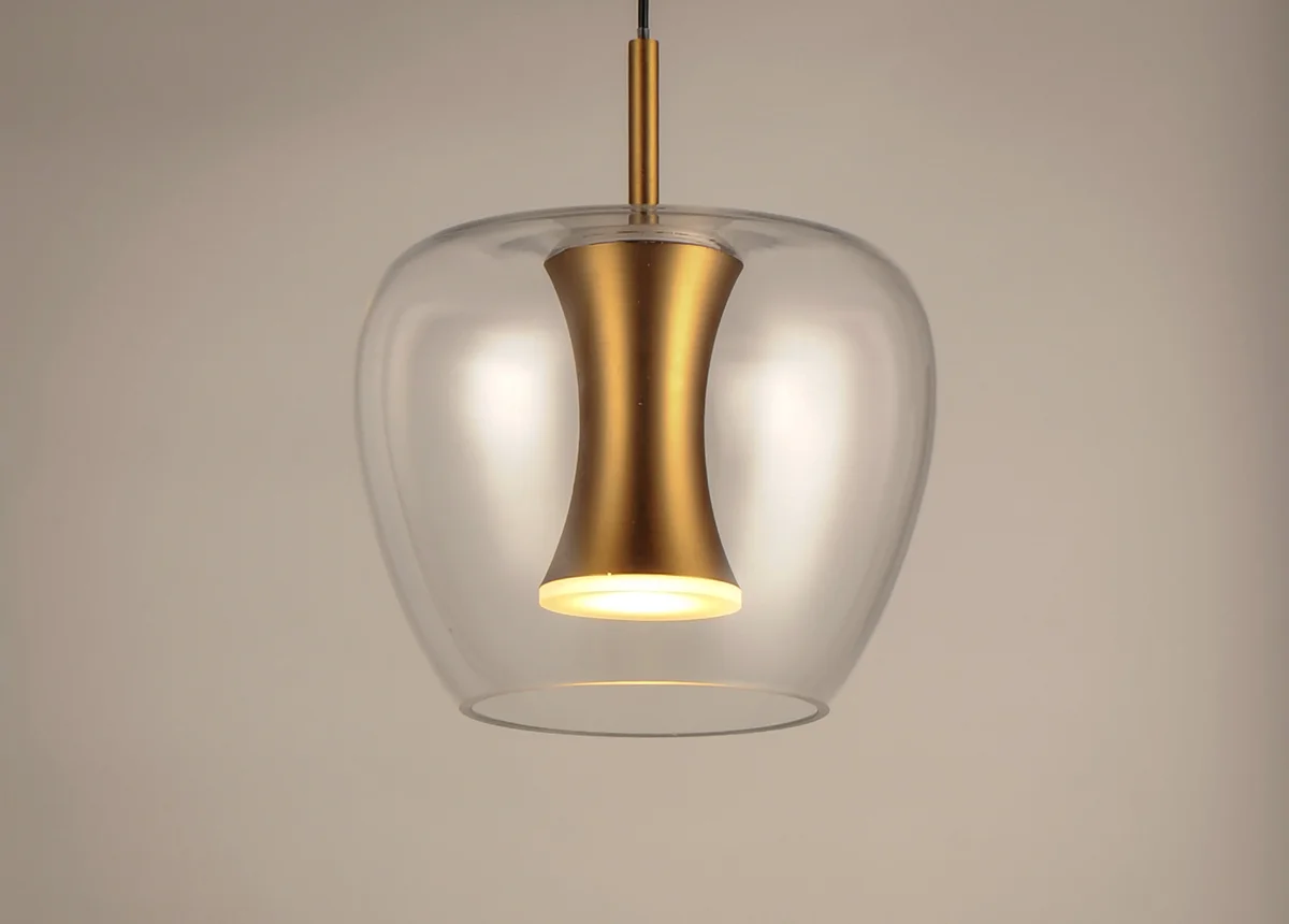 Newton 1-Light LED Pendant, 630 Lumens, 9W, 3000K CCT, 120V, Black/Gold Finish - Image 2