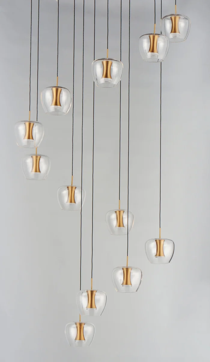 Newton 25-Light LED Pendant, 4,200 Lumens, 62W, 3000K CCT, 120V, Black/Gold Finish - Image 2