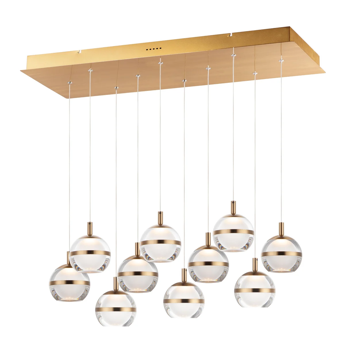 Swank 10-Light Pendant, 5,610 Lumens, 60W, 3000K CCT, 120V, Polished Chrome, or Natural Aged Brass Finish - Image 3