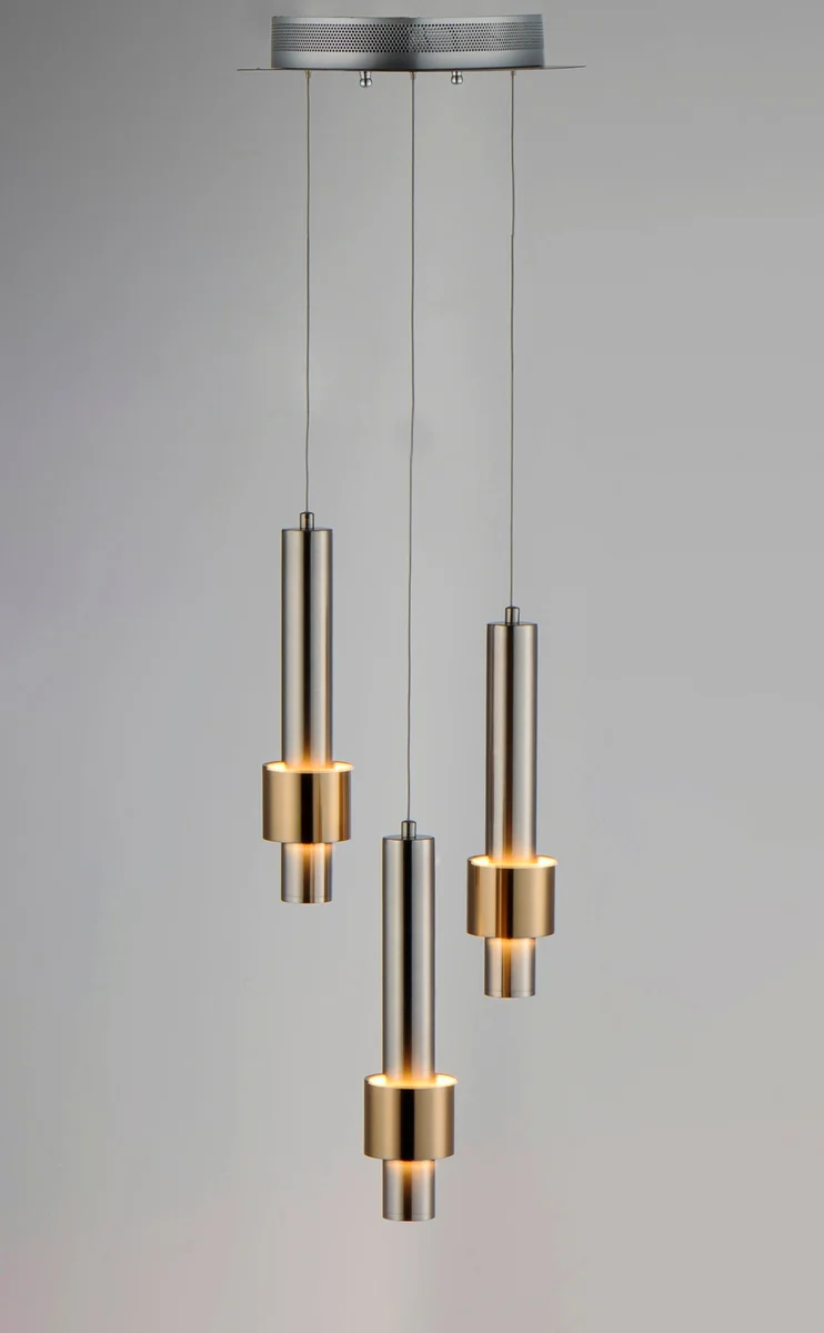 Reveal 3-Light LED Pendant, 1,440 Lumens, 18W, 3000K CCT, 120V, Satin Nickel / Satin Brass Finish - Image 2