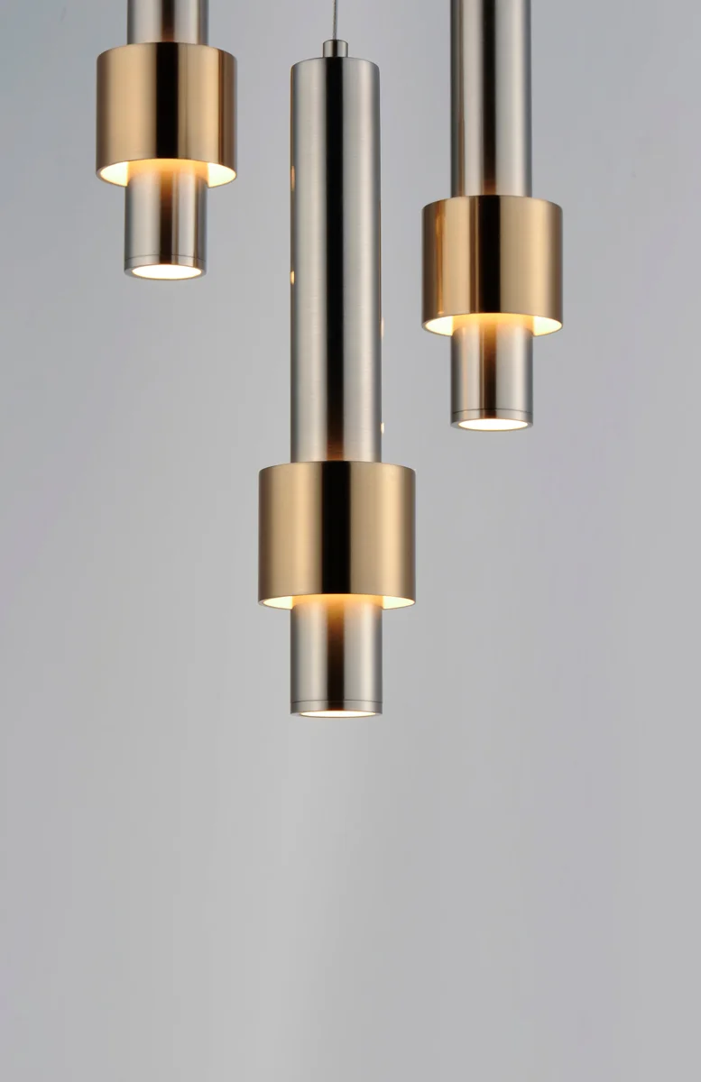 Reveal 3-Light LED Pendant, 1,440 Lumens, 18W, 3000K CCT, 120V, Satin Nickel / Satin Brass Finish - Image 3