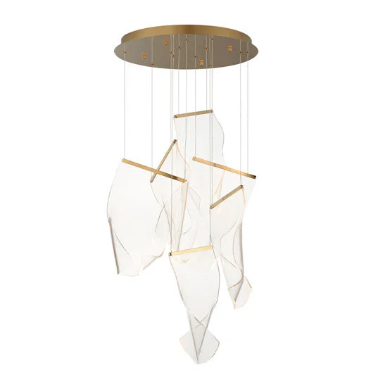 Rinkle 6-Light LED Multi-Pendant, 2,000 Lumens, 25W, 3000K CCT, 120V, Polished Chrome, French Gold or Brushed Gunmetal Finish - Image 3