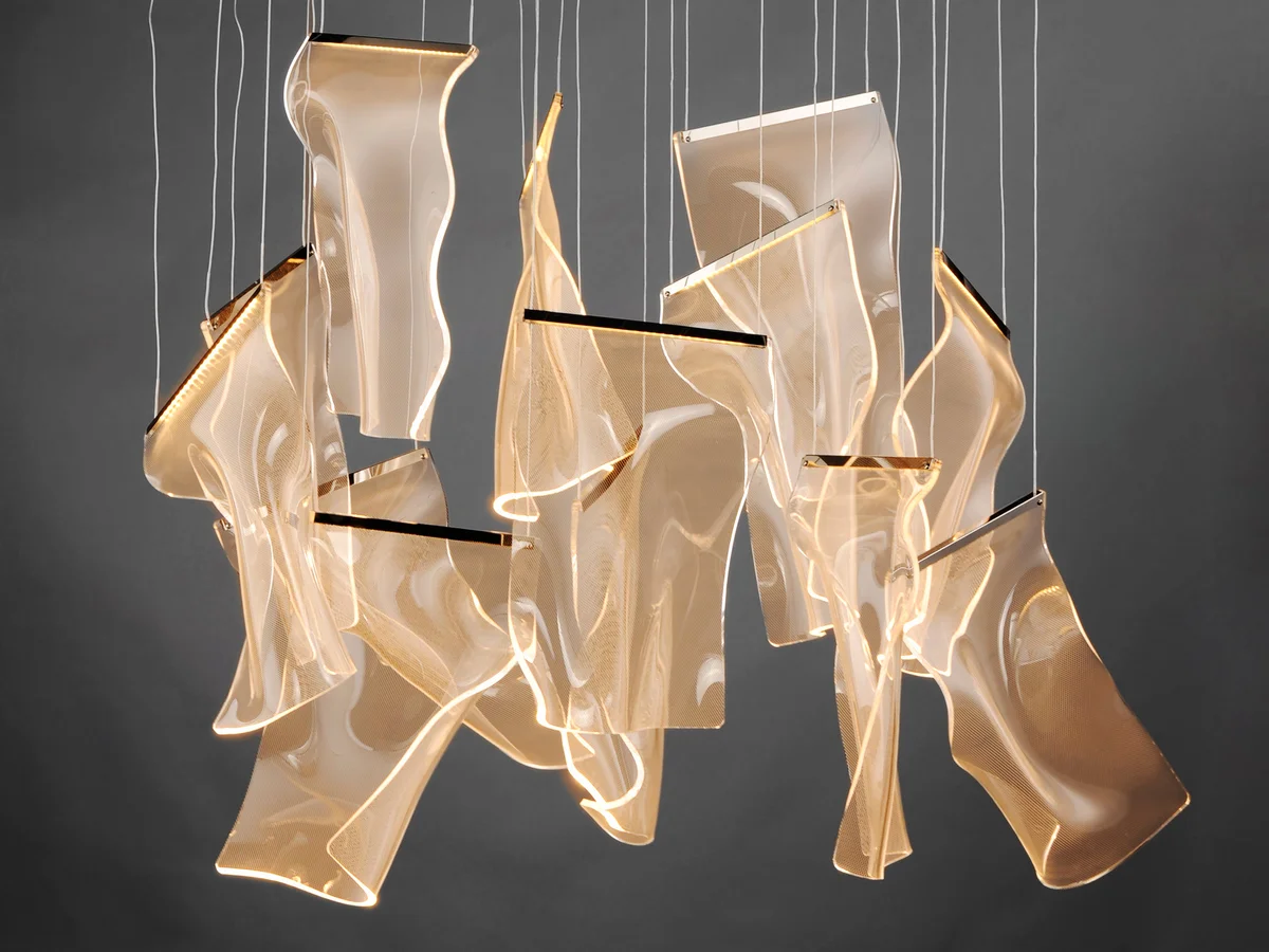 Rinkle 13-Light LED Pendant, 2,600 Lumens, 32W, 3000K CCT, 120V, Polished Chrome, French Gold or Brushed Gunmetal Finish - Image 2