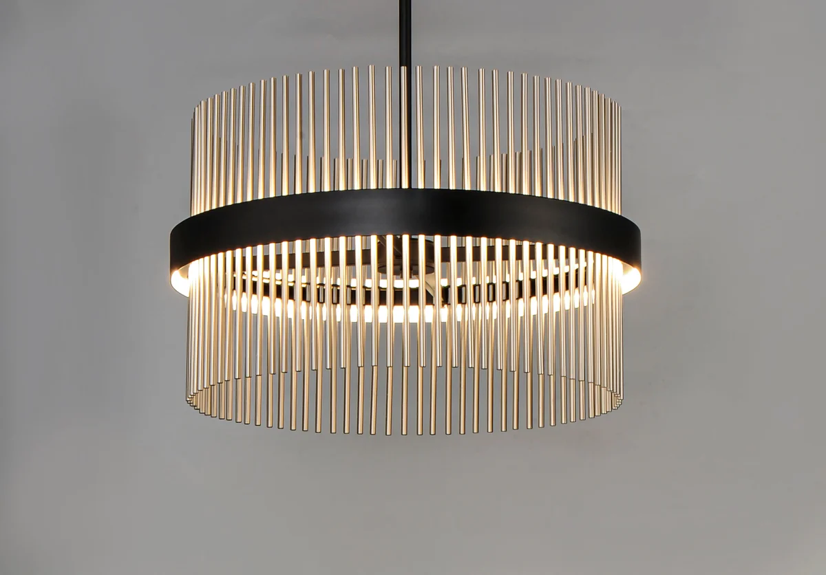 24" Chimes LED Pendant, 4,900 Lumens, 53W, 2700K-5000K CCT Selectable, 120-277V, Black/ Satin Nickel, Black/ Satin Brass, or Black/ Satin Brass/ Satin Nickel Finish - Image 2