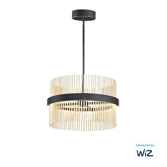 24" Chimes LED Pendant, 4,900 Lumens, 53W, 2700K-5000K CCT Selectable, 120-277V, Black/ Satin Nickel, Black/ Satin Brass, or Black/ Satin Brass/ Satin Nickel Finish - Image 3