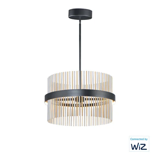24" Chimes LED Pendant, 4,900 Lumens, 53W, 2700K-5000K CCT Selectable, 120-277V, Black/ Satin Nickel, Black/ Satin Brass, or Black/ Satin Brass/ Satin Nickel Finish - Image 5