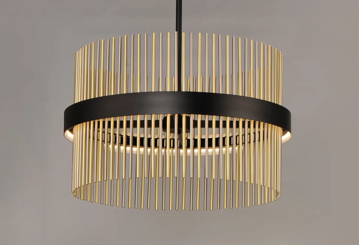 24" Chimes LED Pendant, 4,900 Lumens, 53W, 2700K-5000K CCT Selectable, 120-277V, Black/ Satin Nickel, Black/ Satin Brass, or Black/ Satin Brass/ Satin Nickel Finish - Image 6