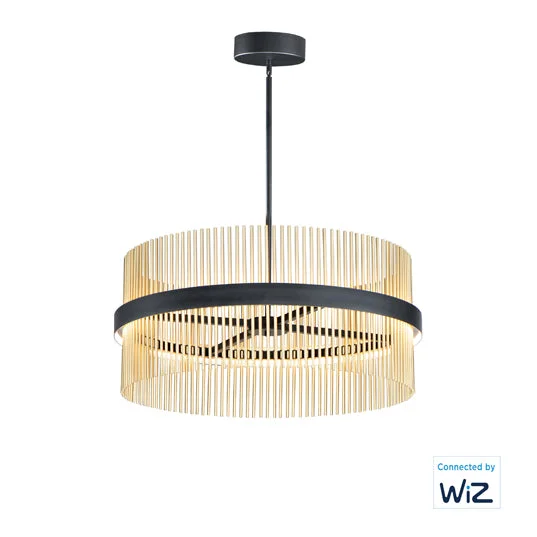 34" Chimes LED Pendant, 7,000 Lumens, 73W, 2700K-5000K CCT Selectable, 120-277V, Black/ Satin Nickel, Black/ Satin Brass, or Black/ Satin Brass/ Satin Nickel Finish - Image 3
