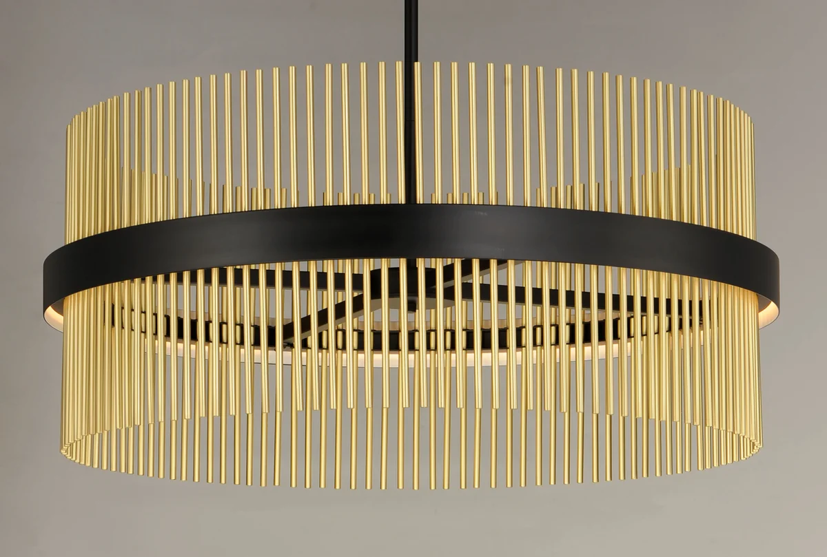 34" Chimes LED Pendant, 7,000 Lumens, 73W, 2700K-5000K CCT Selectable, 120-277V, Black/ Satin Nickel, Black/ Satin Brass, or Black/ Satin Brass/ Satin Nickel Finish - Image 4