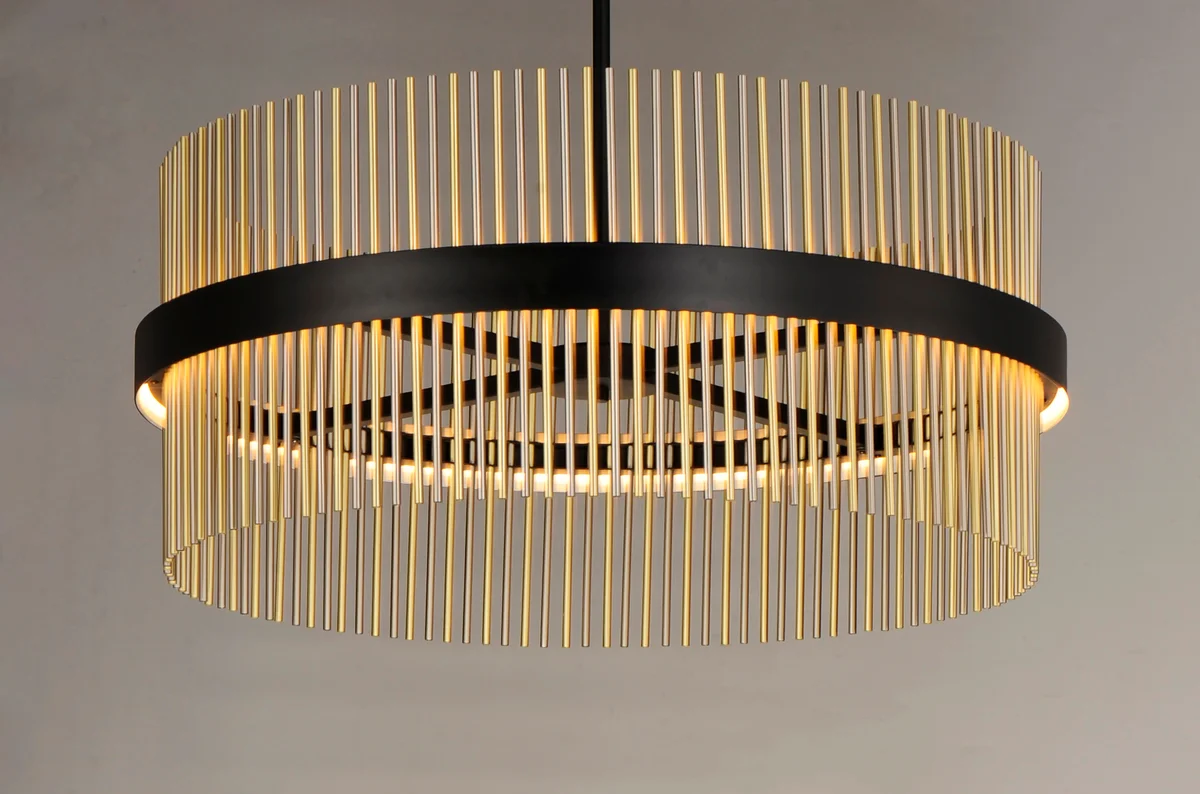 34" Chimes LED Pendant, 7,000 Lumens, 73W, 2700K-5000K CCT Selectable, 120-277V, Black/ Satin Nickel, Black/ Satin Brass, or Black/ Satin Brass/ Satin Nickel Finish - Image 6