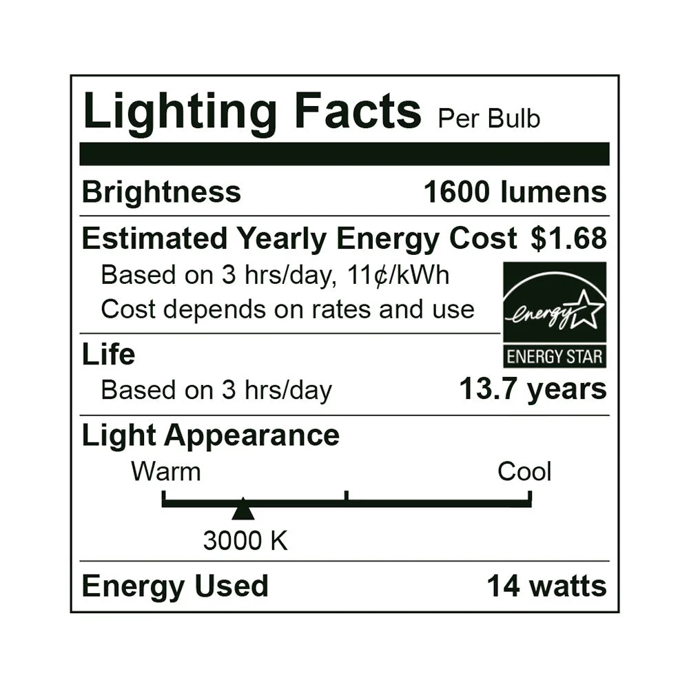 25PK LED A19 Bulb, GU24 Base, 14 Watt, 120-277V, 1600 Lumen, 2700K, 3000K, 4000K, 5000K - Image 7
