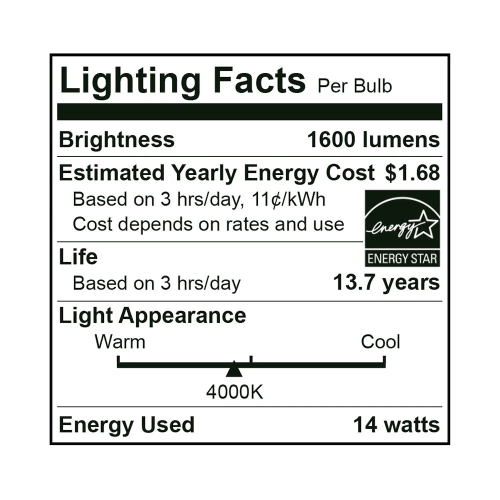 25PK LED A19 Bulb, GU24 Base, 14 Watt, 120-277V, 1600 Lumen, 2700K, 3000K, 4000K, 5000K - Image 8