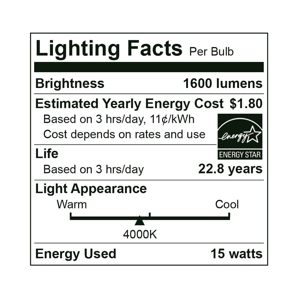 25PK LED A19 Bulb, 15 Watt, 120V, 1600 Lumens, 2700K, 3000K, 4000K, 5000K - Image 8