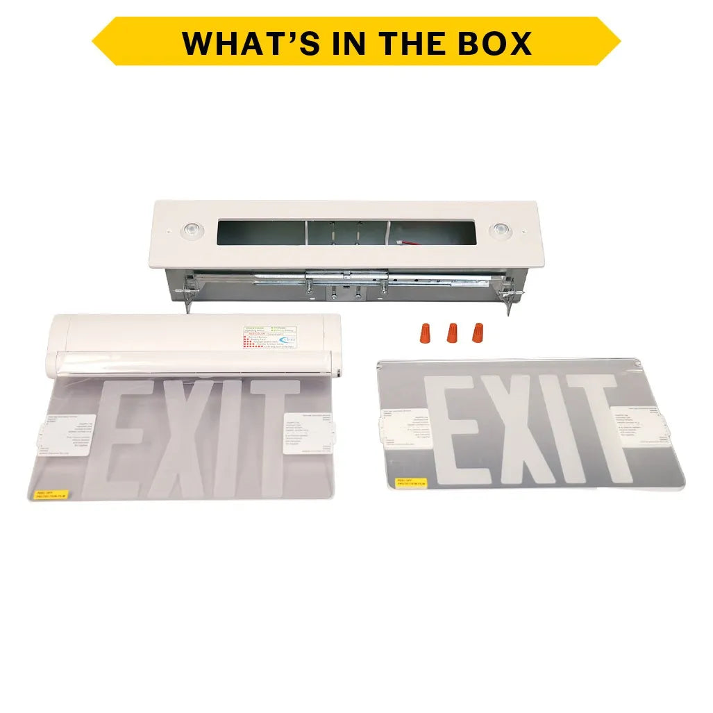 Thermoplastic and Acrylic Edgelit Combo, Selectable Red/Green Legend, Single/Double Rotating Face, White Housing, Manual or Self-Diagnostics - Image 4