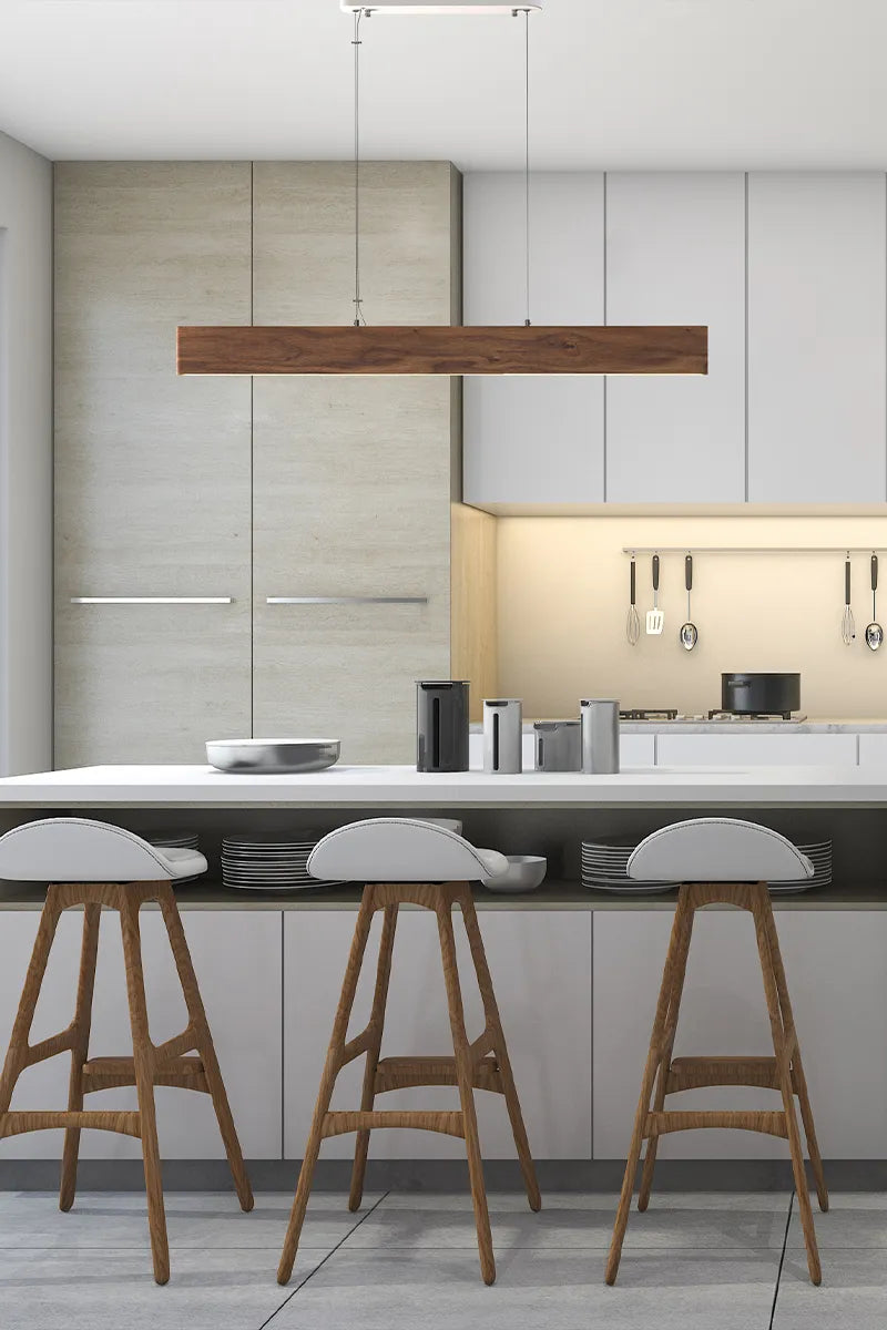 39" LED Linear Fixture, 1795 Lumens, 3000K, 20W, 100-240V, Walnut Wood Finish - Image 3
