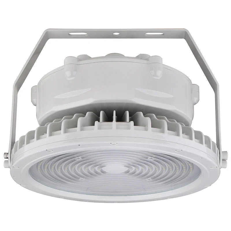 Round Hazardous Location Flood/Highbay Lights, Class 1 Division 2, 15300 Lumens, 100W, 5000K, 120-277V, White Finish