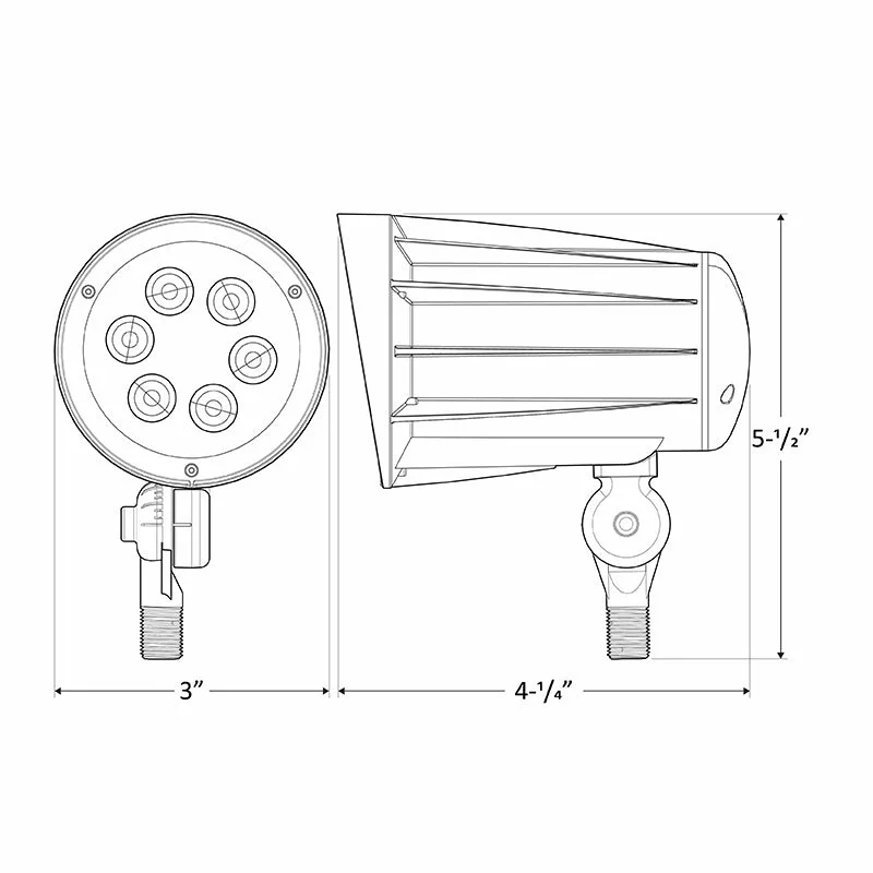 LED Bullet Flood Light, 15 Watt, 1900 Lumens, 3000K or 5000K, Knuckle Mount, 120-277V - Image 3