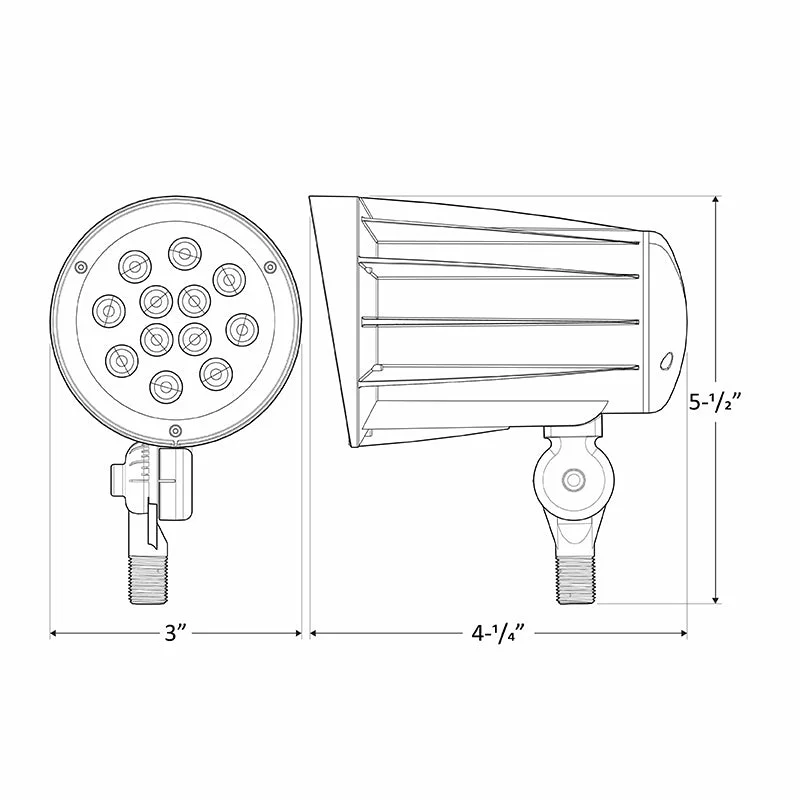 LED Bullet Flood Light, 28 Watt, 3500 Lumens, 3000K or 5000K, Knuckle Mount, 120-277V - Image 3