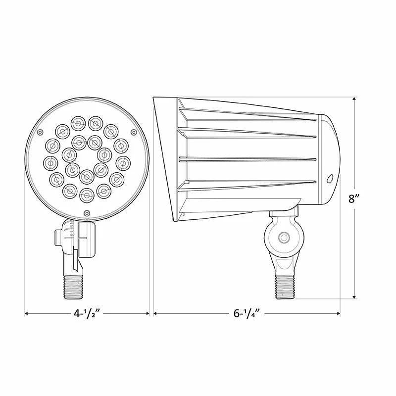 LED Bullet Flood Light, 42 Watt, 5200 Lumens, 3000K or 5000K, Knuckle Mount, 120-277V - Image 3