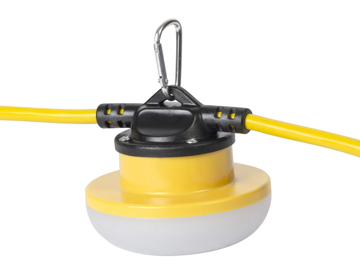 Temporary Work Light Stringer with Integrated LED Lights, 100 Ft, 15 Amp, 5000K