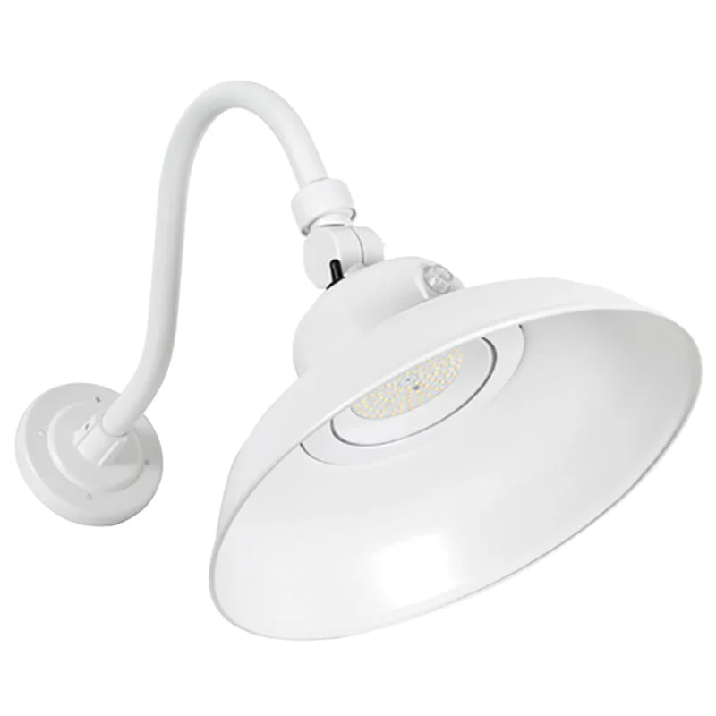 LED 14" Gooseneck Barn Light, 4800 Lumens, 40W, 120-277V, CCT Selectable 3000K/4000K/5000K, White Finish - Image 2