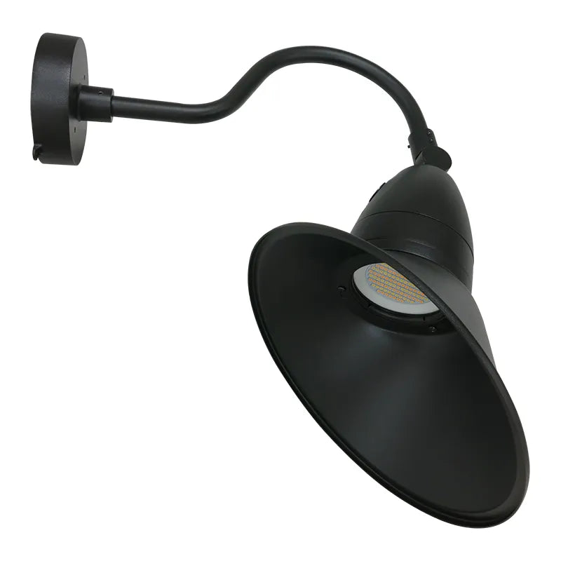 11" LED Gooseneck Barn Light, 5250 Lumen Max, Wattage and CCT Selectable, 120-277V, Integrated Photocell, Black, White, Bronze or Silver Finish - Image 2
