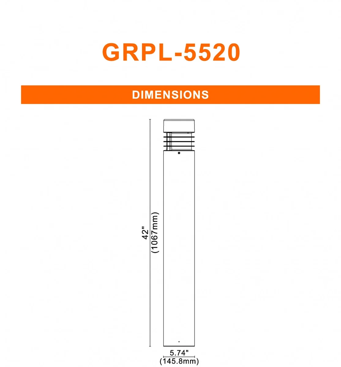 LED 6" Round Top Bollard, 1252 Lumens, Wattage and CCT Selectable, 120-347V, Bronze Finish - Image 2