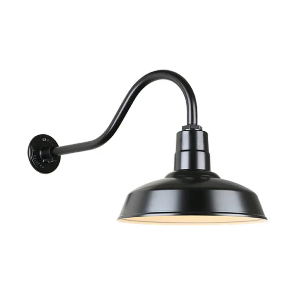 Quick Ship 14" Shade Hi-Lite Gooseneck, Warehouse Collection, H-QSN15114 Series (Black, White, Galvanized Finishes) - Image 2