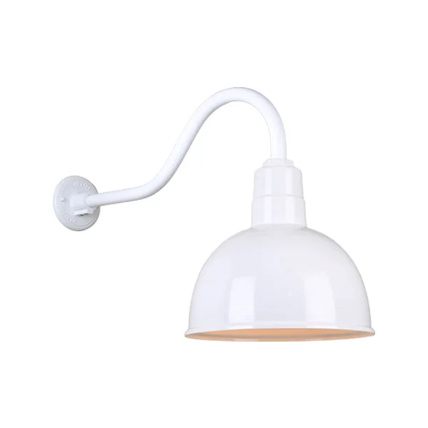 Quick Ship 12" Deep Shade Hi-Lite Gooseneck, Classic Collection, H-QSN16112 Series (Black, White, Galvanized Finishes) - Image 2