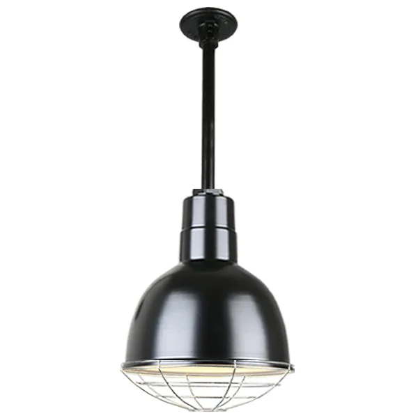 Quick Ship Hi-Lite 12" Deep Bowl Collection Stem Hung Pendant, H-QSN16112 Series (Black, White, Galvanized Finishes) - Image 2