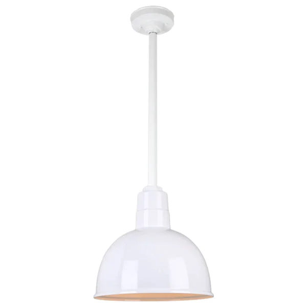 Quick Ship Hi-Lite 12" Deep Bowl Collection Stem Hung Pendant, H-QSN16112 Series (Black, White, Galvanized Finishes) - Image 9