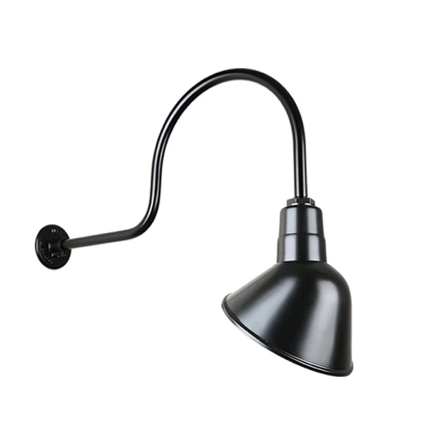 Quick Ship 10" Angled Shade Hi-Lite Gooseneck, Classic Collection, H-QSN18110 Series (Black, White, Galvanized Finishes) - Image 2