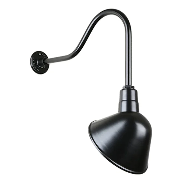 Quick Ship 12" Angled Shade Hi-Lite Gooseneck, Classic Collection, H-QSN18112 Series (Black, White, Galvanized Finishes) - Image 2