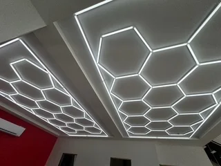 96in X 190in Hexagon Car Shop Decorative Light Kit with Frame, 69,420 Lumens, 534W, 6500K, 120-277V - Image 3