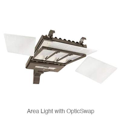 LED Area Light, 140W, Power and Color Select, Optics Selectable (Type III, IV, and V), Adjustable Pole Mount, NEMA Type 3-pin Twist Lock Photocell, Bronze or White Finish