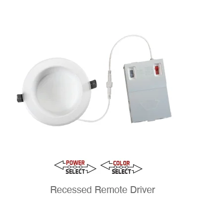 Advanta LED 8 Inch Recessed Downlight with Remote Driver, 2,780 Lumens, Wattage Selectable: 16.5W/23W/29W, 0-10V Dimming, CCT Selectable: 2700K/3000K/3500K/4000K/5000K, 120-277V