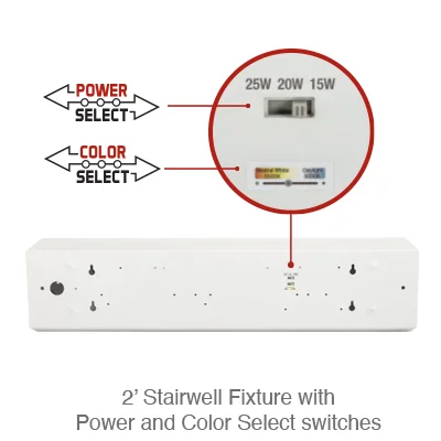 2 Foot LED Stairwell Light, 3150 Lumens, 15W/20W/25W Selectable, 120-277V, CCT Selectable 3500K/4000K/5000K