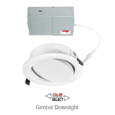 Circa 6 Inch LED Gimbal Down Light, 1,050 Lumens, 12W, 120V, CCT Selectable: 2700K/3000K/3500K/4000K/5000K