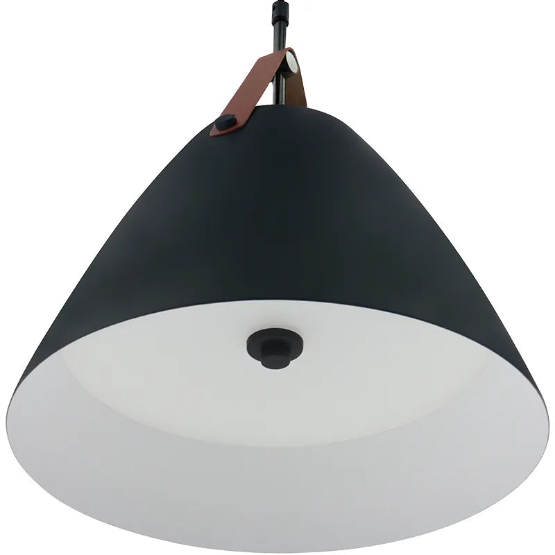 Nordic Design Pendant Light with Leather Strap, 1400 Lumens, 25W, CCT Selectable, 120V, Black or White Finish - Image 4