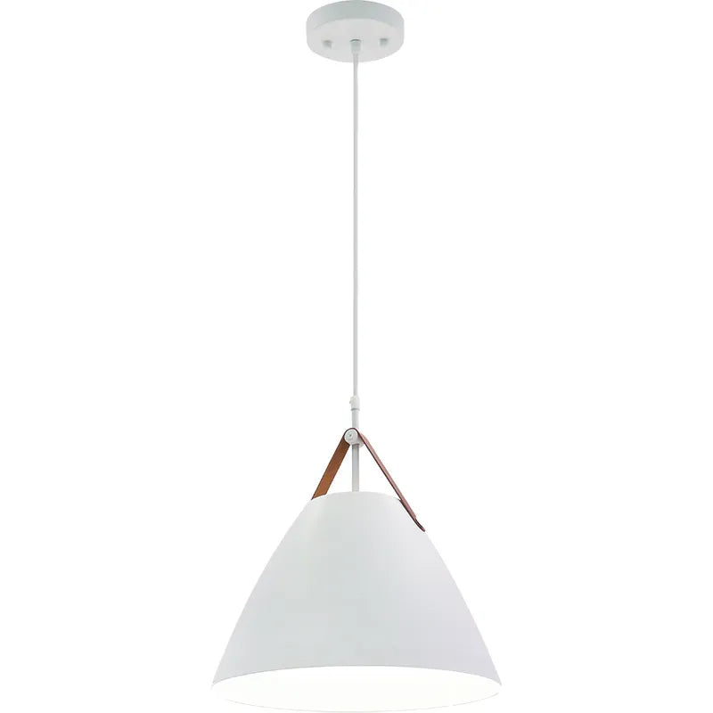 Nordic Design Pendant Light with Leather Strap, 1400 Lumens, 25W, CCT Selectable, 120V, Black or White Finish - Image 5