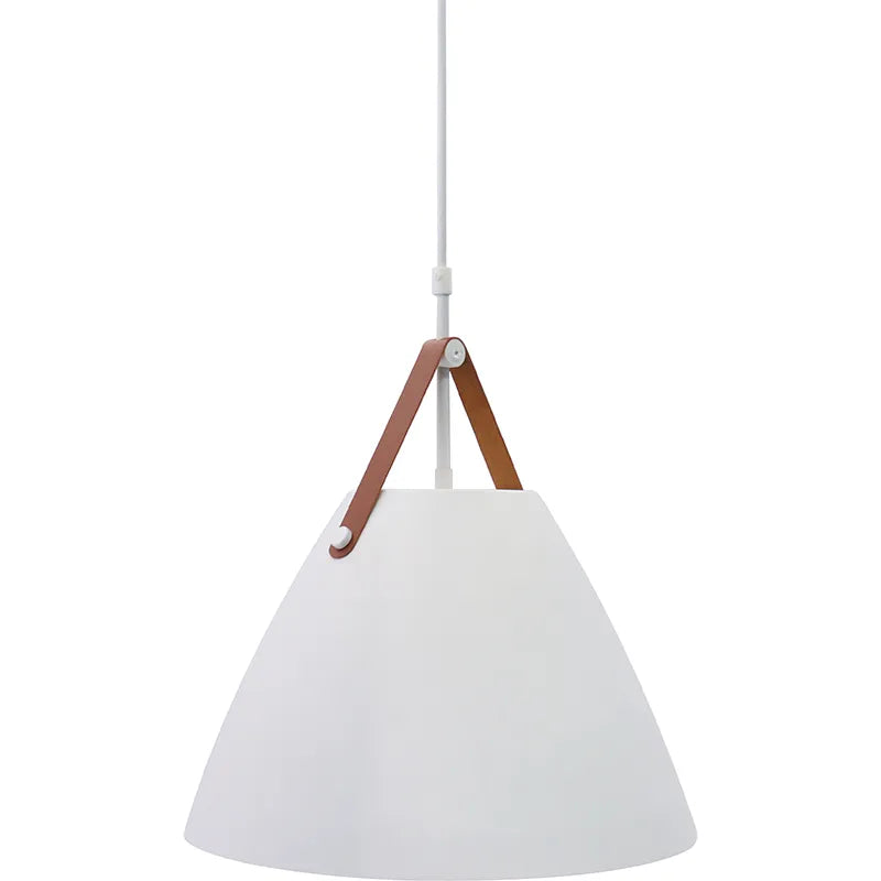 Nordic Design Pendant Light with Leather Strap, 1400 Lumens, 25W, CCT Selectable, 120V, Black or White Finish - Image 6