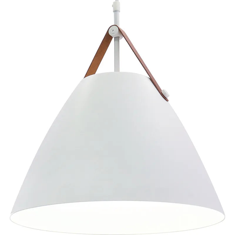 Nordic Design Pendant Light with Leather Strap, 1400 Lumens, 25W, CCT Selectable, 120V, Black or White Finish - Image 7