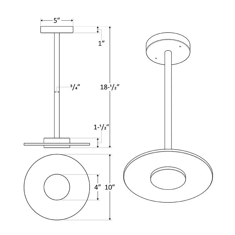 LED 10" Décor Accent Pendent Light, 12W, 700LM, 120V, CCT Selectable 2700K/3000K/35000K/4000K/5000K, Black Finish - Image 4